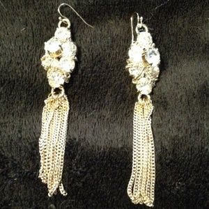 Crystal tassel statement earrings